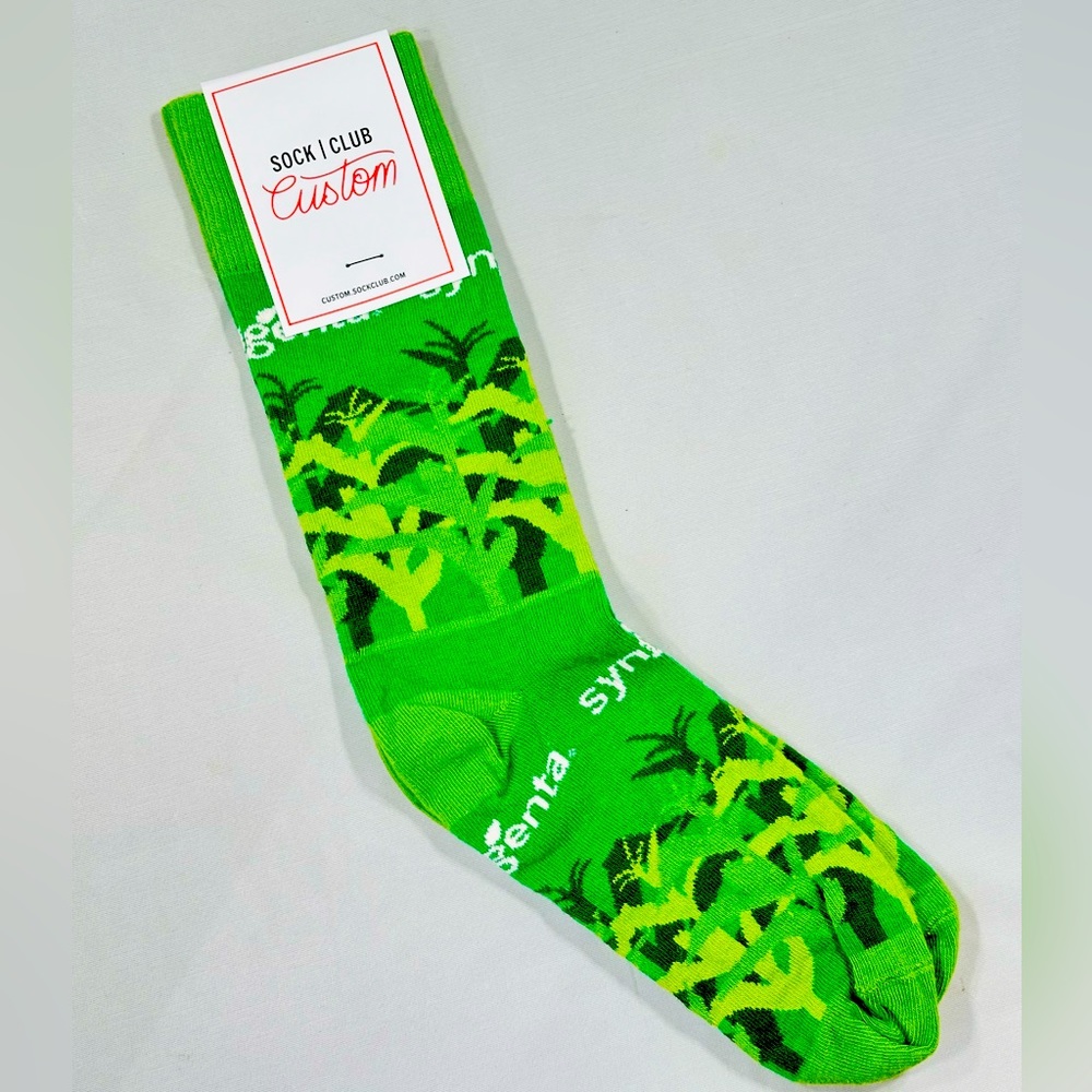 Sock Club / Custom Sygenta Green With Cornstalks Socks, New With Tags